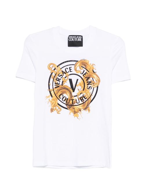 T-shirt donna maniche corte con stampa Versace jeans Couture | 80HAHE01CJ02EG03